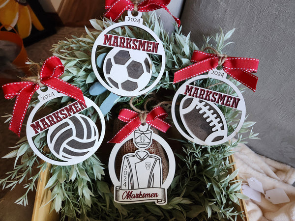 Personalized Sports Ornament. Cannelton-Tell City-Perry Central. Other Schools and Sports Themes Available Upon Request