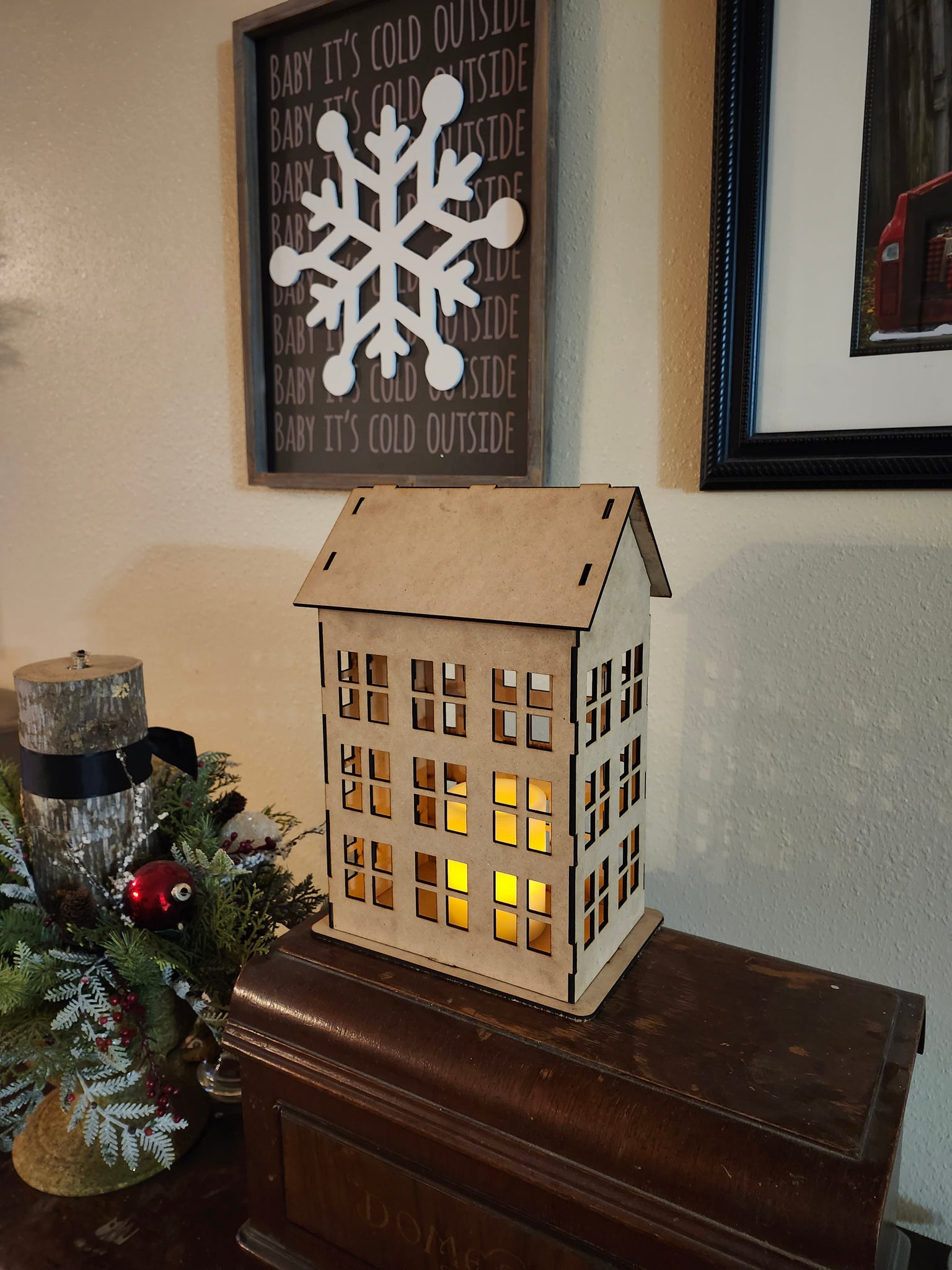 Wood Saltbox House Decor