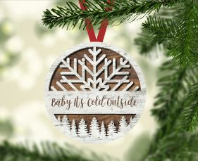 Faux Wood Snowflake Ornament