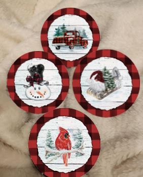 Red Buffalo Plaid Ornament Set